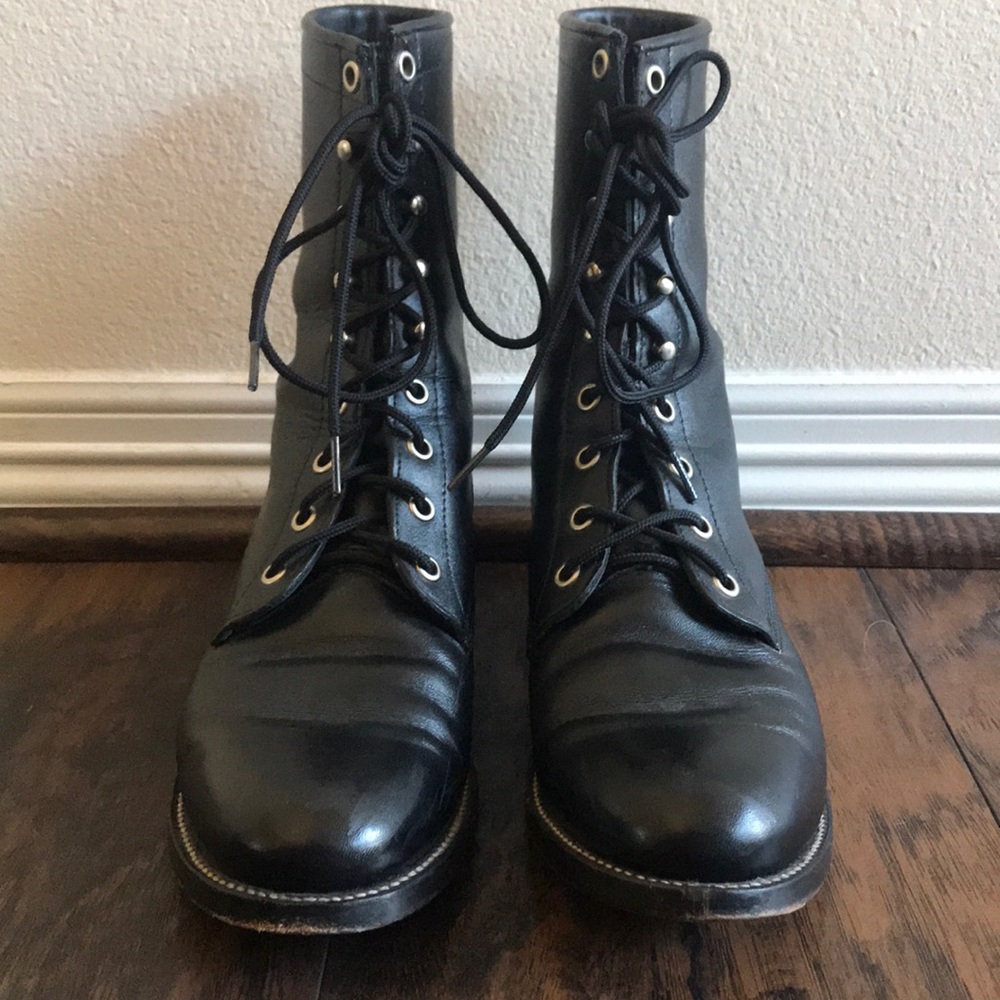 Justin Hiram Men black leather boots